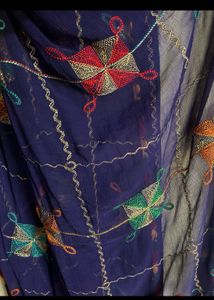 Embroidered Navy Blue Dupatta