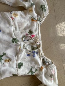 White Floral Print Crop Top