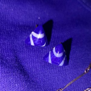 Blue and White Pyramid Earrings