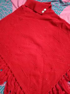 Red Knitted Poncho
