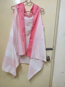Beautiful Shrug Free Size Pink N White Colour