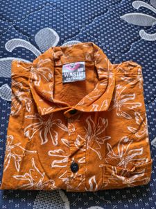 Orange Floral Print Shirt