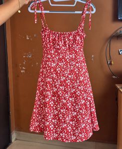 Charming Red Floral Mini Dress