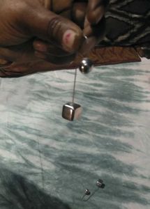 Silver Tone Ball &amp; Cube Drop Earrings