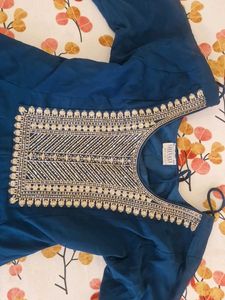 Blue anarkali Embroidered Suit with Dupatta 💖