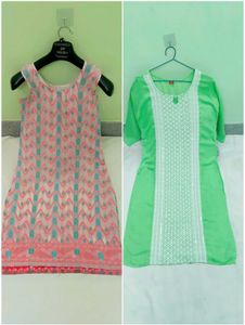 Two Kurtas - Pink & Green