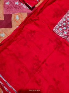 Red Short Kurti with Embroidery
