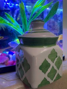 Ceramic Jar with Green Accents