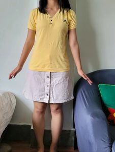 Yellow Soft V Neck Shirt