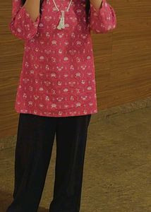 Vibrant Pink Floral Print short Kurti