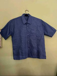 Men's Blue Plaid Short Sleeve Shirt