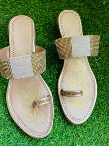New Sparkling Embellished Flat Sandals