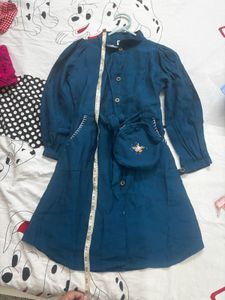 Teal Blue Dress with Matching Bag
