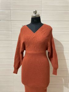 Imported Elegant Knit Wrap Dress