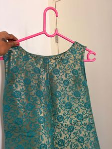 Elegant Teal Brocade Kurta