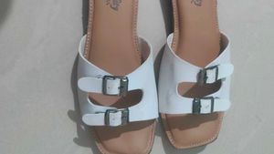 Chic White Double Buckle Slide Sandals