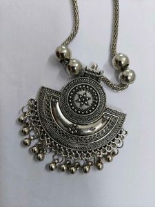 Boho Oxidised Silver Necklace