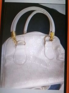 Chic Cream Patent Leather Handbag