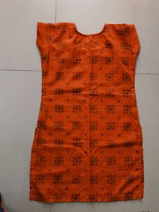 Vibrant Orange Printed Kurta