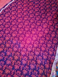 "Red" Printed Saree With Unstitched Blouse