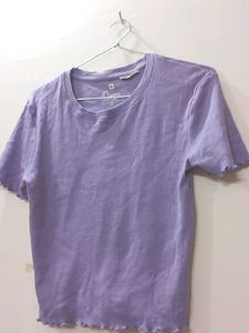 Lavender Ribbed Lettuce Hem Top