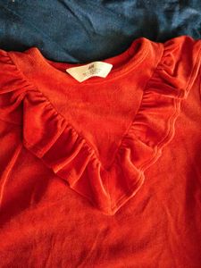H&amp;M Red Velvet Ruffle Set