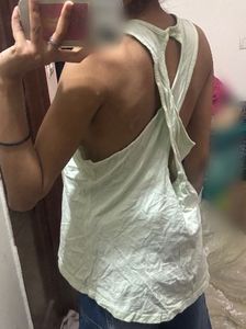 Light Green Criss-Cross Back Tank Top activewear