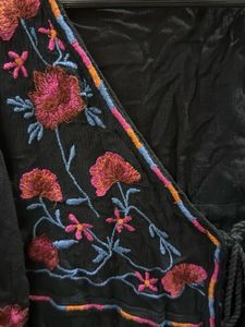 Boho Embroidered Black Top