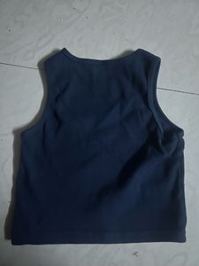 Navy Blue Sleeveless Cropped Top