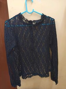 Elegant Navy Lace Top