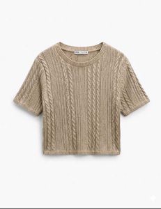 Zara Cable Knit Short Sleeve Top