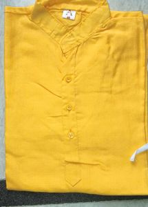 Men's Yellow Kurta with White Pajama