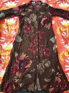 Brown Floral Print Kurta