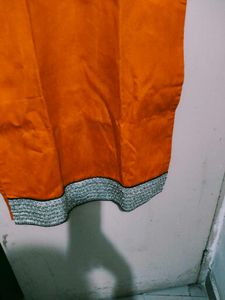 Vibrant Orange Kurta with Embellished Border