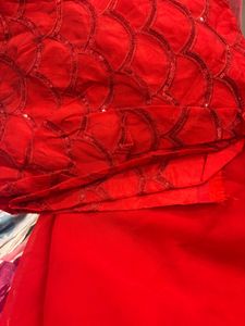 Stunning Red Ruffle Saree