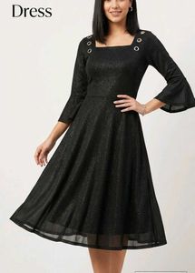 Sparkly Black Fit & Flare Dress