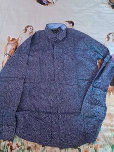 Men's Blue Patterned Dress Shirt