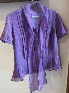 Chic Purple Pleated Blouse