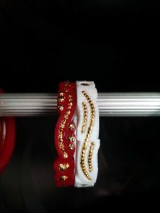 Elegant Red &amp; White Bangles