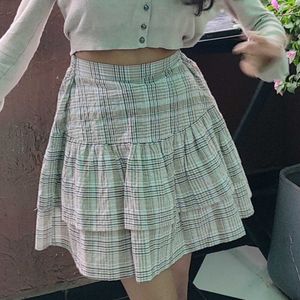 Plaid Skirt With Elastic At The Back