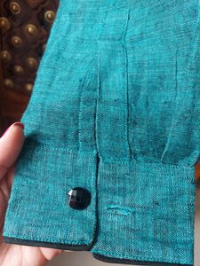 Linen Partywear Teal Blue Shirt MEN