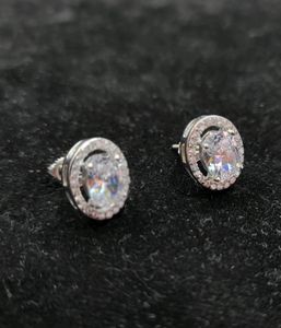 Pure 92.5 silver Oval Halo Stud Earrings