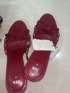 Red Strappy Heeled Sandals