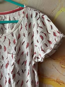 Feather Print Casual T-Shirt