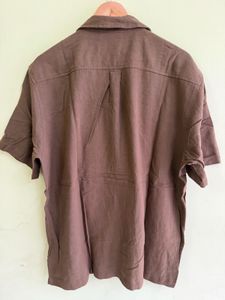 Men's Brown Embroidered Palm Tree Shirt