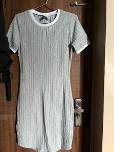 Ribbed Grey T-Shirt Dress