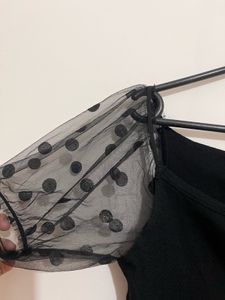 Black Polka Dot Sleeve Top