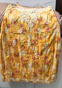 Yellow Floral Kurta with Blue Palazzo