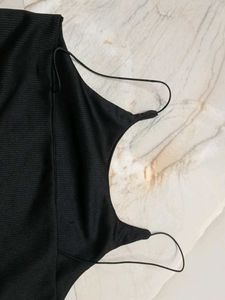 Sleek Black Ribbed Camisole Top