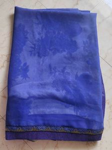 Blue Floral Print Saree